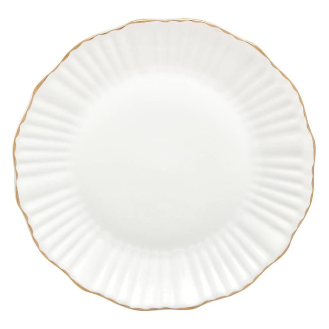 Lot de 6 assiettes plates rondes en porcelaine DAPHNE Couleur blanc <span itemprop=
