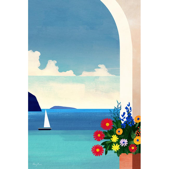 Tableau paysage vacances bleu méditerranéen - HEXOA