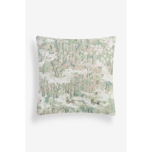Coussin à imprimé floral abstrait renew vert sauge <span itemprop=