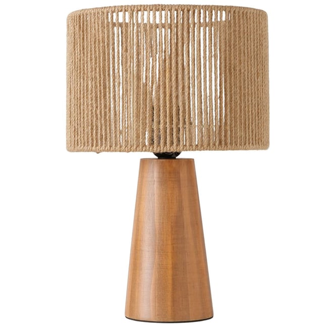 Lampe à poser bois et corde 22.5x22.5x34cm Couleur bois <span itemprop=