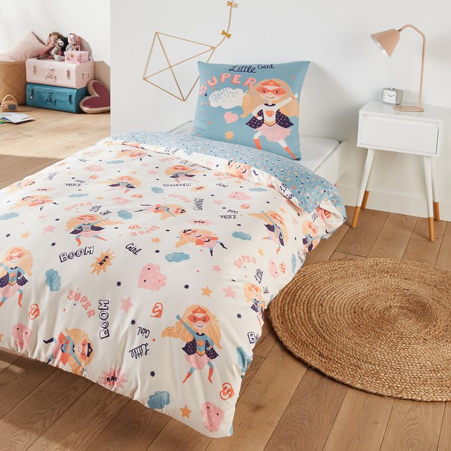 Recycled Microfibre Bed Set with Square Pillowcase, printed, SO'HOME