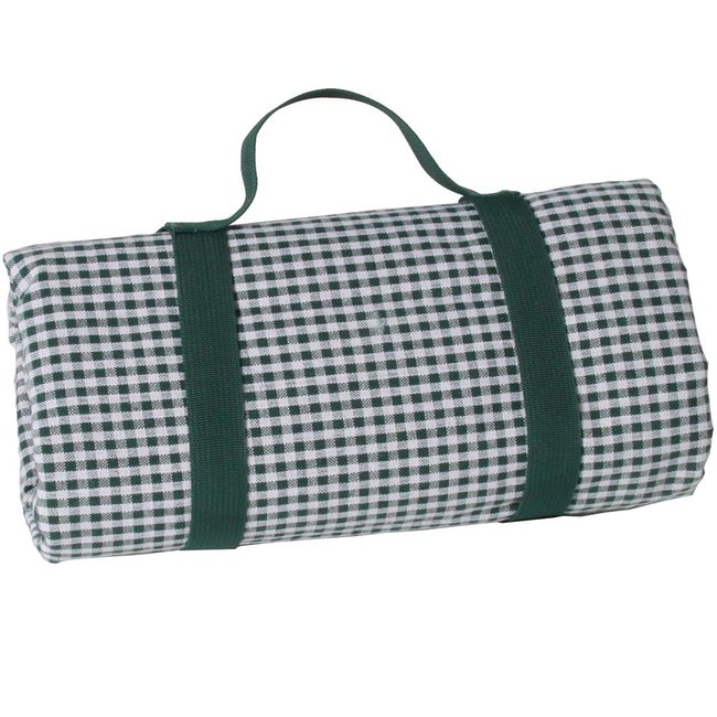 Nappe pique-nique XL à revers imperméable vichy vert foncé <span itemprop=
