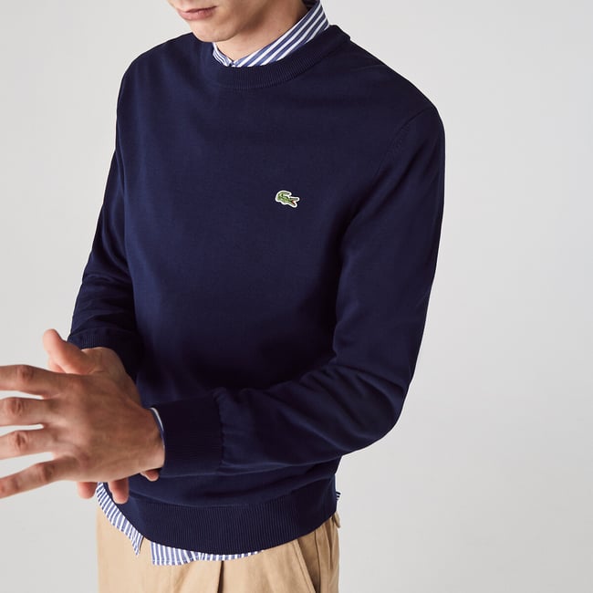 Organic Cotton Jumper with Crew Neck - LACOSTE