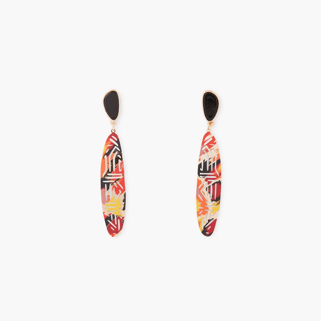 Boucles d'oreilles pendantes Safari multicolore <span itemprop=