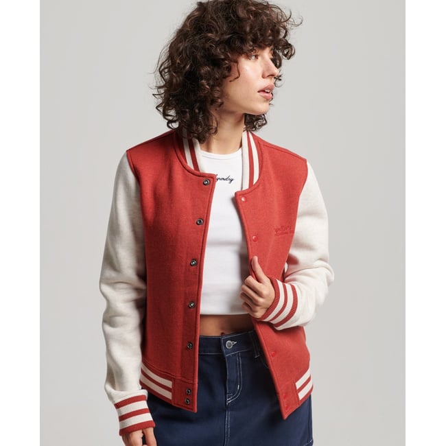 Bomber en jersey Vintage Logo rouge chiné foncé/grège chiné clair <span itemprop=