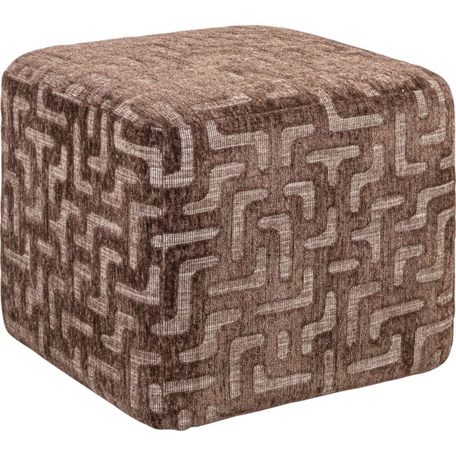 Pouf carré motif labyrinthe fait main Couleur brun labyrinthe <span itemprop=