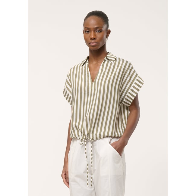 Top ample à rayures army/off white <span itemprop=