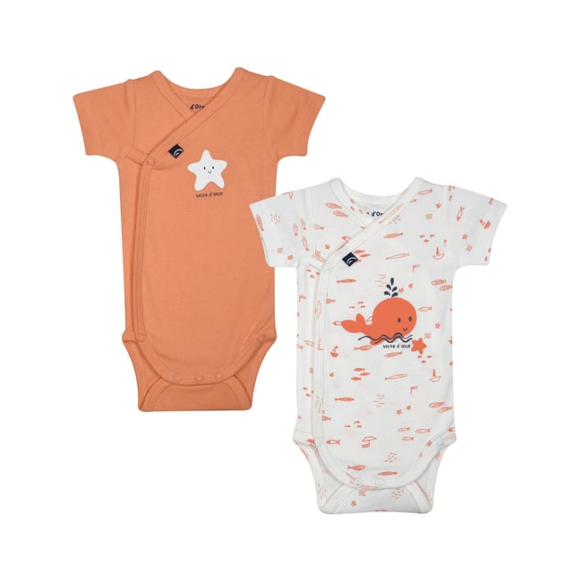 Lot de 2 bodies laiba ouverture devant naissance orange <span itemprop=