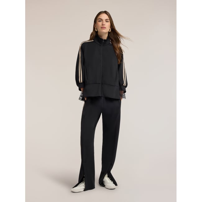 Pantalon palazzo avec bandes latérales contrastées noir <span itemprop=