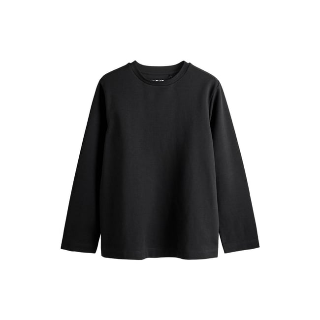 T-shirt ras du cou épais à manches longues noir <span itemprop=