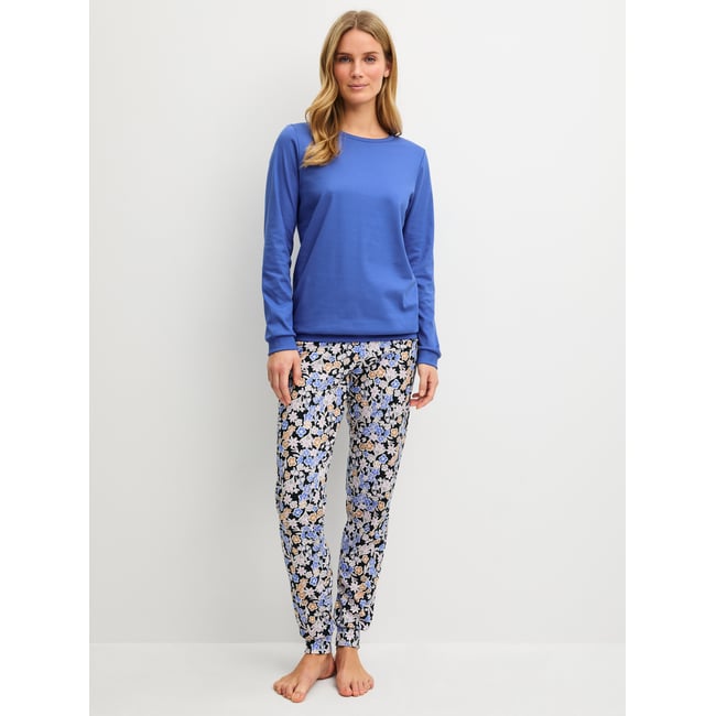 Pyjama avec bords élastiques manches longues Coton SWISS RESORT deep cobalt <span itemprop=