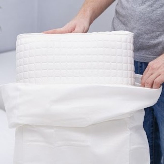 Protège oreiller - Molleton Coton Bio Fabrication française Couleur blanc <span itemprop=