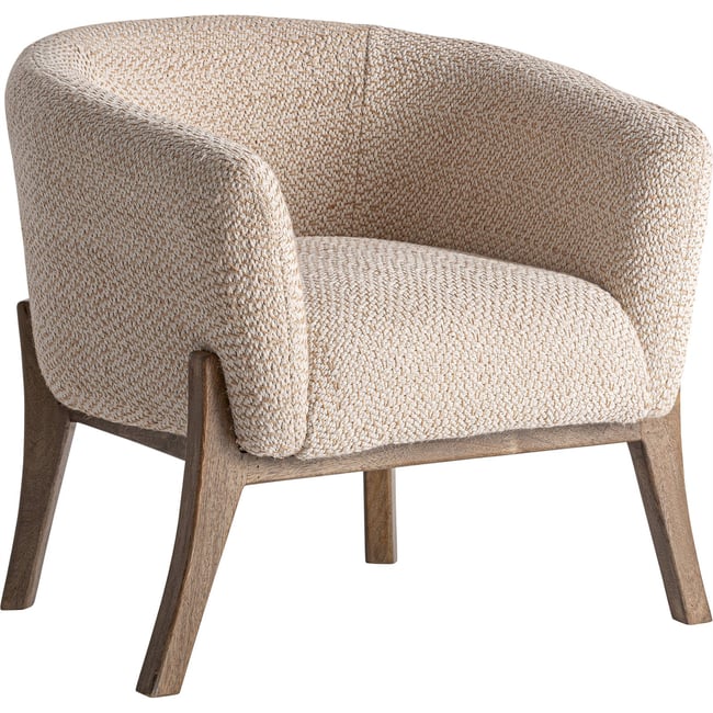Fauteuil de salon en jute style contemporain Couleur blanc cassé naturel et bois clair <span itemprop=