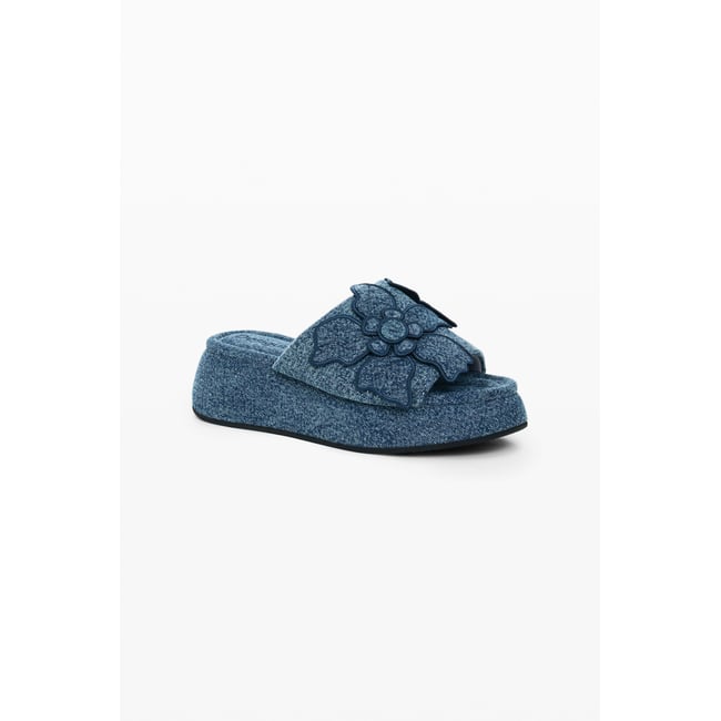 Sandale plateforme denim bleu <span itemprop=