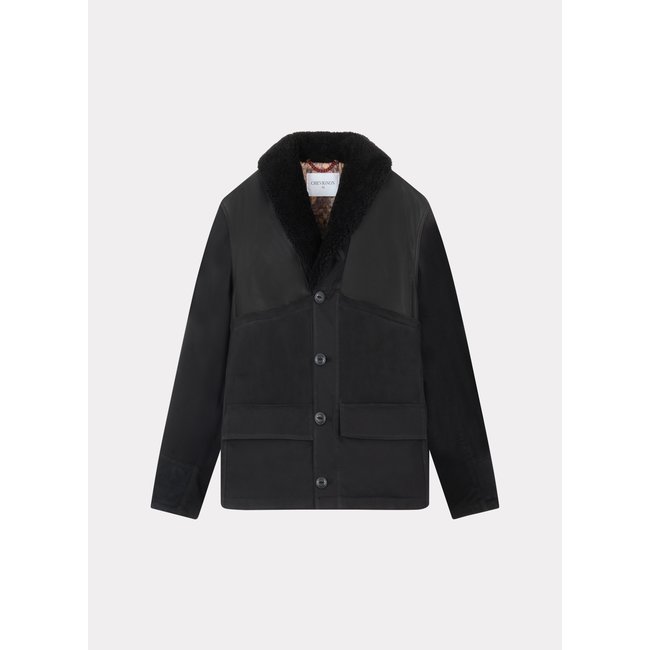 Manteau en  coton et cuir CAMERAMAN noir <span itemprop=