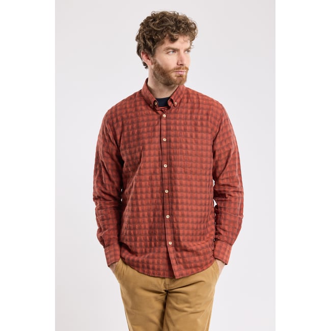 Chemise carreaux en coton pour homme carreaux paprika h25 <span itemprop=
