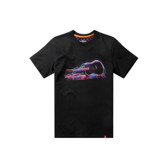 T-shirt graphique guitare néon noir <span itemprop=