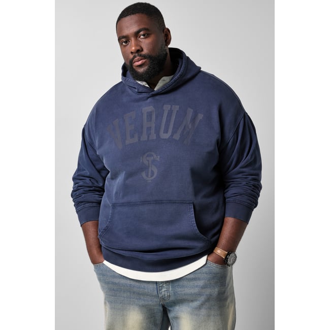 Sweat à capuche, look vintage marine <span itemprop=