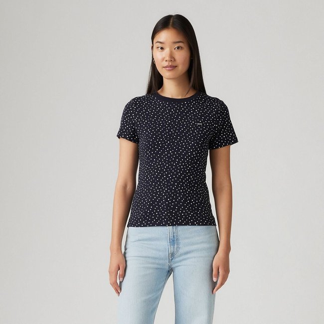 T-shirt imprimé, manches courtes bleu nuit <span itemprop=