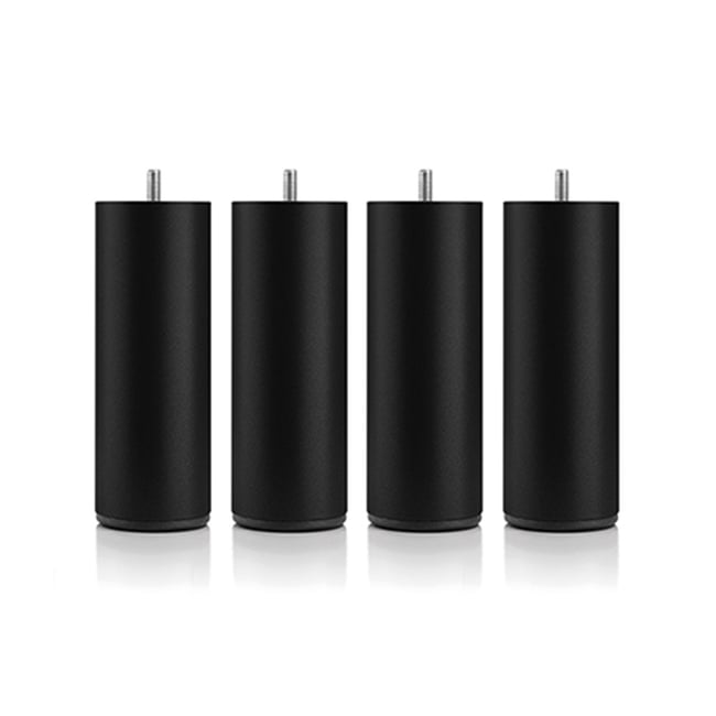 Jeu de pieds de lit cylindriques en métal (lot de 4) Couleur noir <span itemprop=