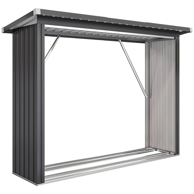 Abri pour le stockage du bois Acier galvanisé gris foncé <span itemprop=
