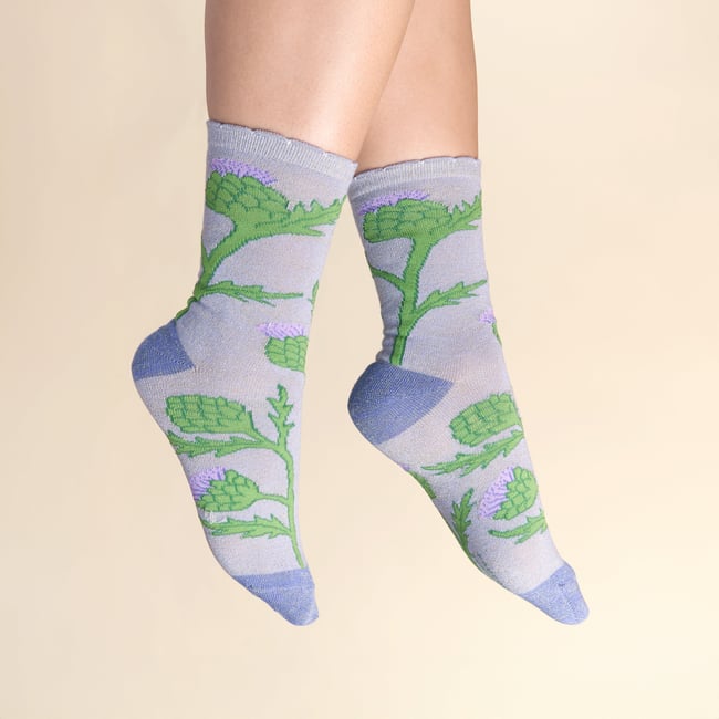 Chaussettes ARTICHAUT violet à paillettes <span itemprop=