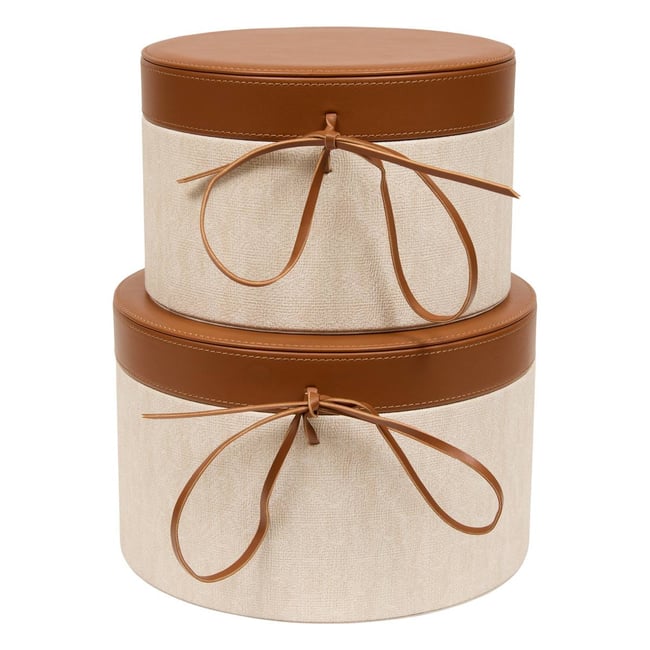 Lot de 2 boîtes rondes WHISKY Couleur crème <span itemprop=