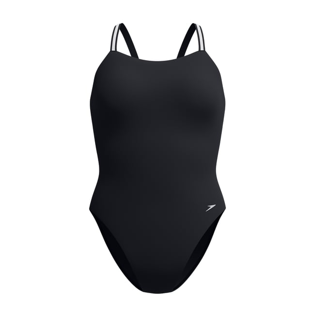 Maillot de bain 1 pièce dos découpé en V ACTIVE noir <span itemprop=