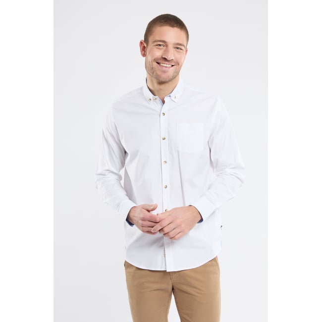 Chemise unie en coupe droite EDGAR blanc <span itemprop=