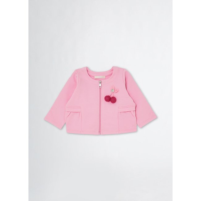 Polaire en coton à zip rose <span itemprop=
