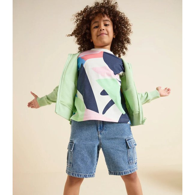 Bermudas de denim azul denim <span itemprop=