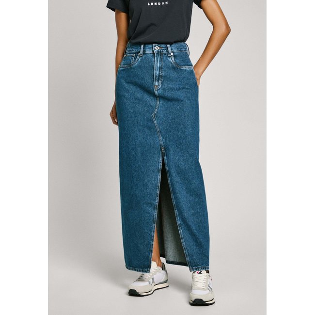 Jupe Longue Coupe Regular En Denim dark rigid <span itemprop=
