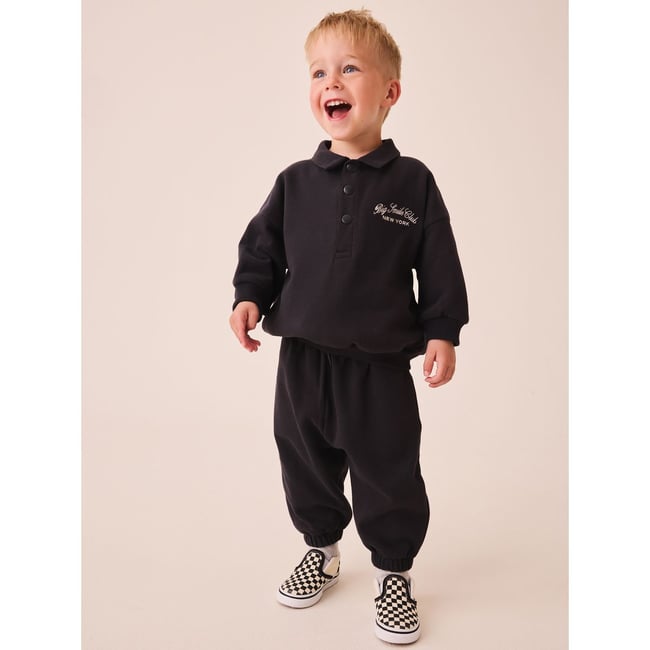 Sweat à col pressionné et pantalon de jogging gris anthracite <span itemprop=
