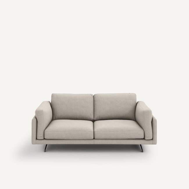 Canapé 2 places tissu texturé viscose lin, César naturel <span itemprop=