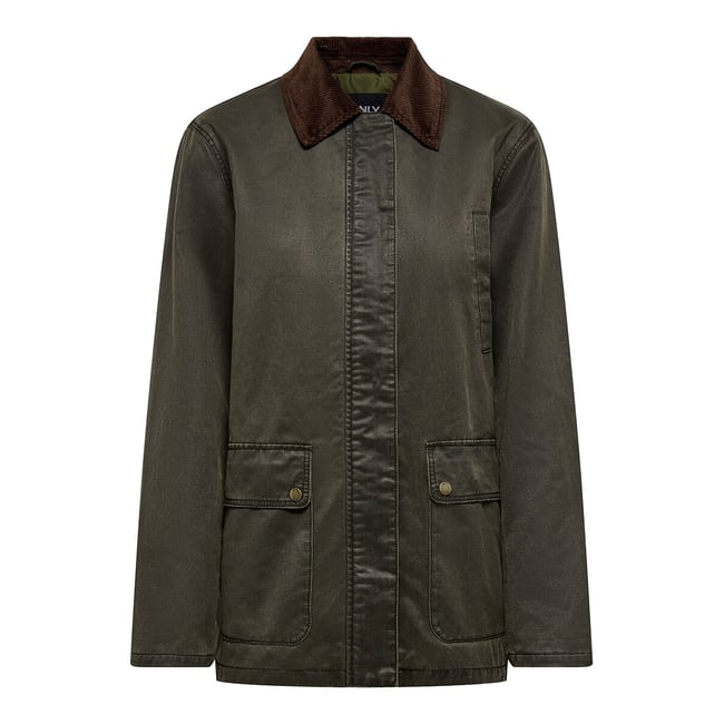 Parka col en velours vert foncé <span itemprop=