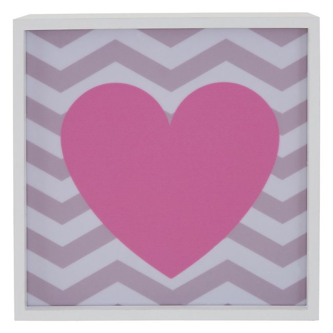 Pink Heart LED Light Box, pink, SO'HOME