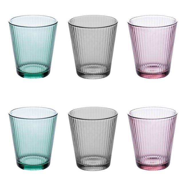 Lot de 6 verres bas en verre MAL'EAU Couleur multicolore <span itemprop=