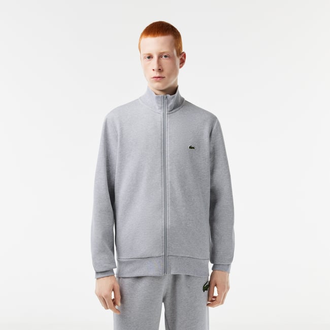 Sweatshirt zippé molleton col montant  gris-cca <span itemprop=