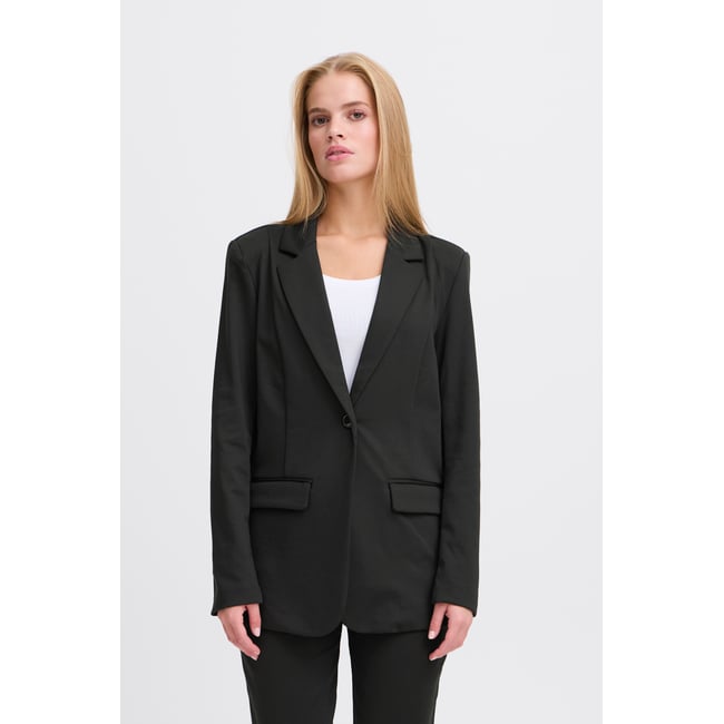 Blazer coupe droite, manches longues, col tailleur - ICHI