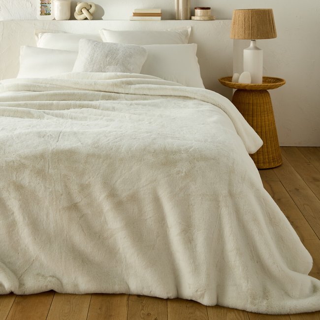 Tagesdecke Colton, Flauschgewebe ecru <span itemprop=