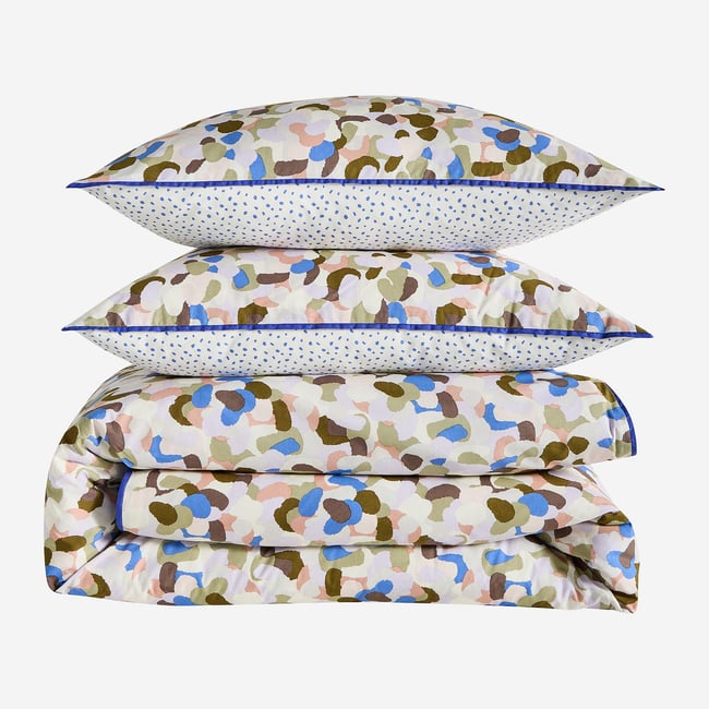 Parure de lit en percale de coton bio AUBIN multicolore <span itemprop=