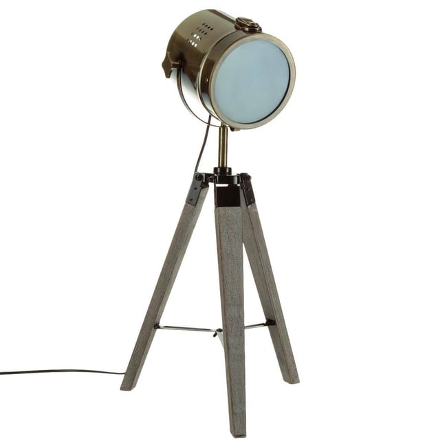 Lampe trépied projecteur orientable EBOR Couleur bronze <span itemprop=