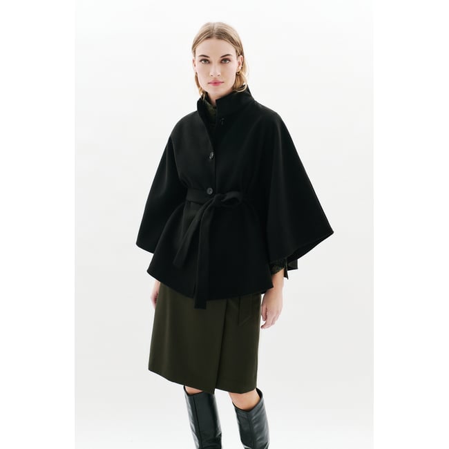Poncho court col montant HACARO noir <span itemprop=