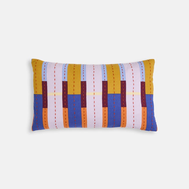 Funda de cojín rectangular, 50 x 30 cm, gasa de algodón, BLIKKA multicolor <span itemprop=