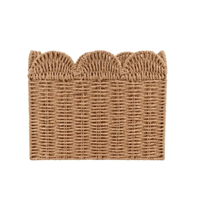 Panier carré en corde de papier festonné 30cm Couleur naturel <span itemprop=