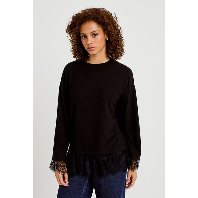 T-shirt manches longues avec dentelle - CACHE CACHE