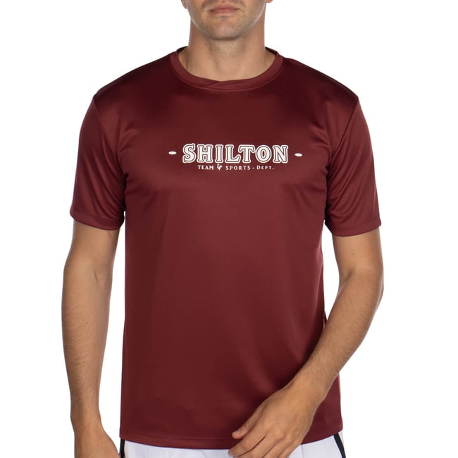 T-shirt de sport col rond bordeaux <span itemprop=