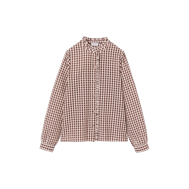 Chemise manches longues chocolat <span itemprop=