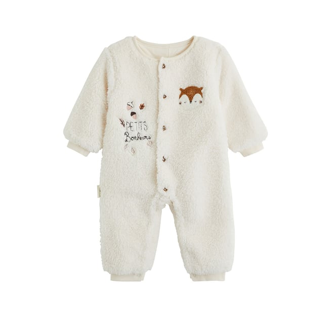 Surpyjama bébé en sherpa Caramel ecru <span itemprop=