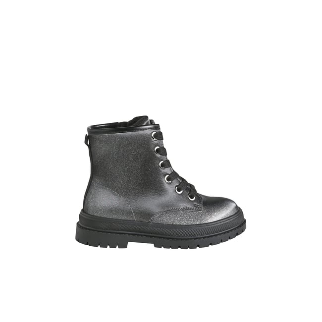 Boots à lacets zippées argenté <span itemprop=
